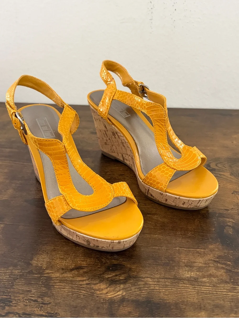 Coach and Four | Yellow Cork Wedge Sandals |  3